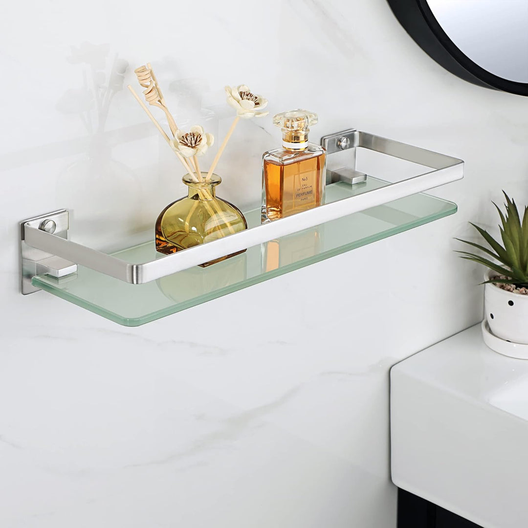 SAYAYO Duschablage Duschregal Edelstahl Glasregal Badezimmer Regal Gebürstete Shower Shelf Shampoo H
