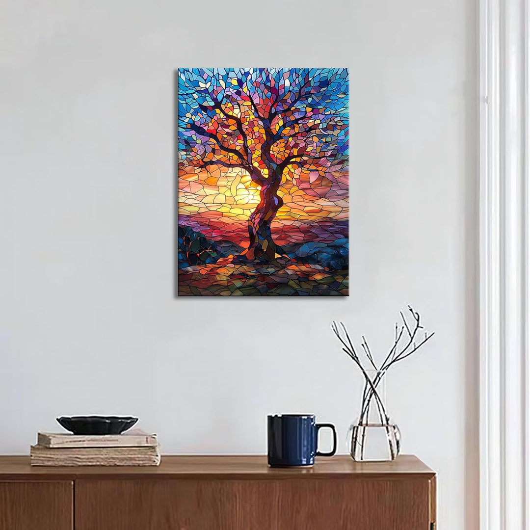 FajerminArt Abstrakt Mit Rahmen Leinwand Wandbilder, Bunt Baum Des Lebens leinwand bilder gedruckt a