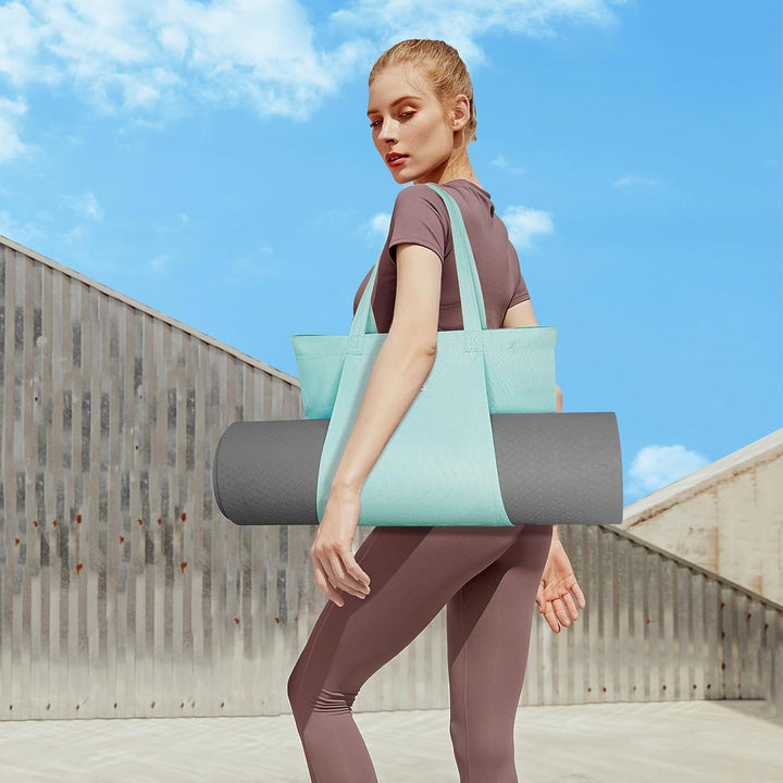 Cwokarb Yogatasche Damen mit Nassfach, Flaschenhalter und Durchgehendem Reissverschluss,Matte Einfac