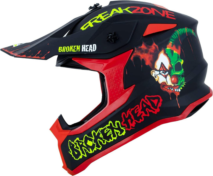 Broken Head FreakZone Motocross-Helm Schwarz-Grün-Rot matt – Cross-Helm – MX – Quad – Supermoto XXL