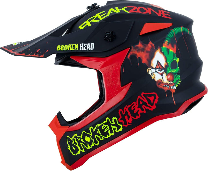 Broken Head FreakZone Motocross-Helm Cross-Helm – MX – Quad – Supermoto - Motorrad, Schwarz-Rot