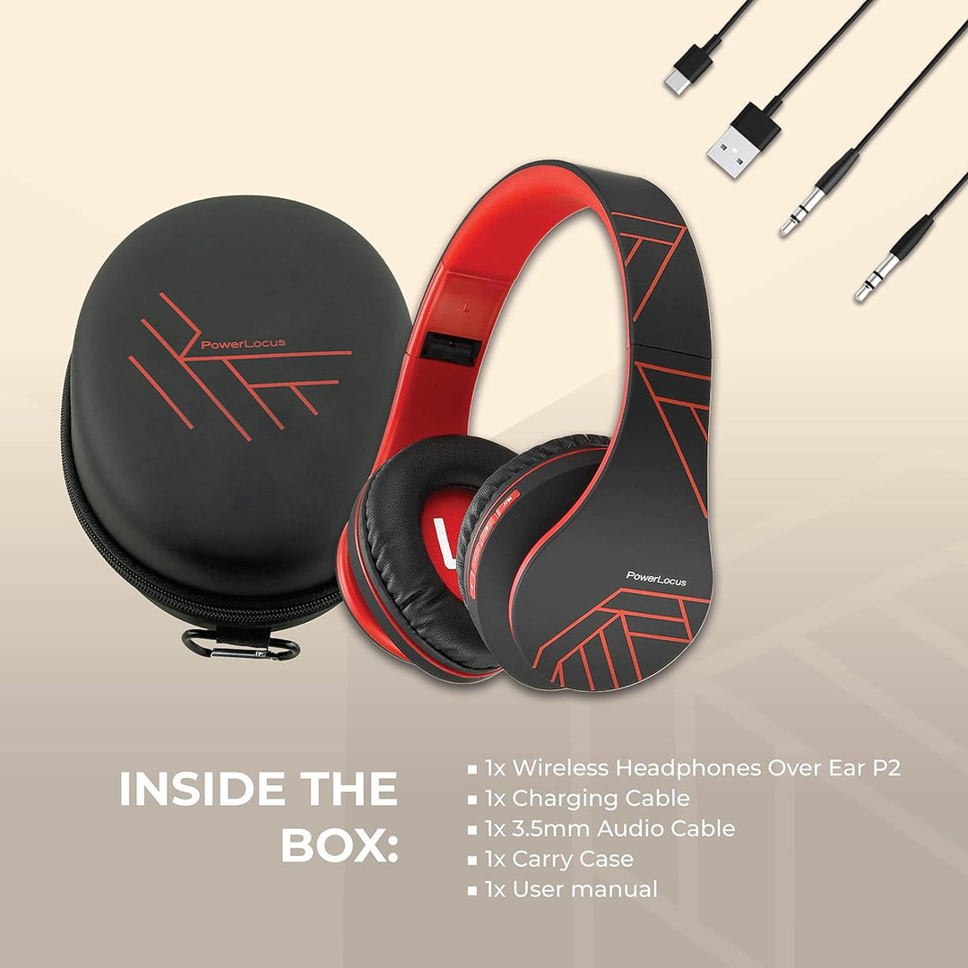 PowerLocus Bluetooth Over-Ear Kopfhörer, Kabellos Stereo Faltbare Kopfhörer Kabellose und Kabel-Kopf