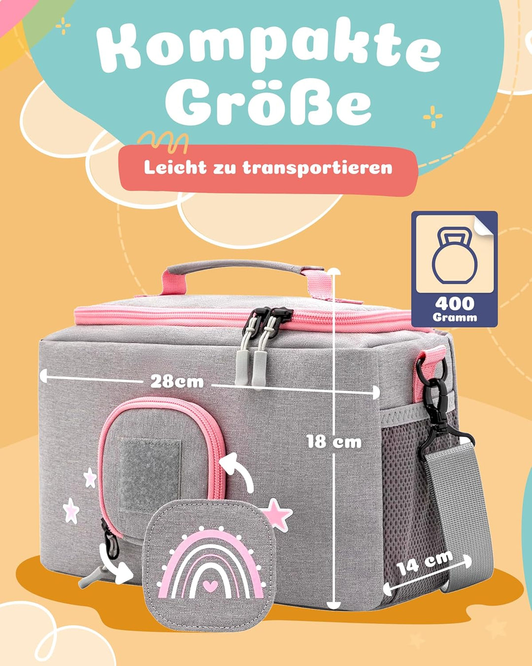 JP Journey Tasche für Toniebox Mädchen - für Figuren und Box im Auto und für die Reise (Grau-Rosa Re