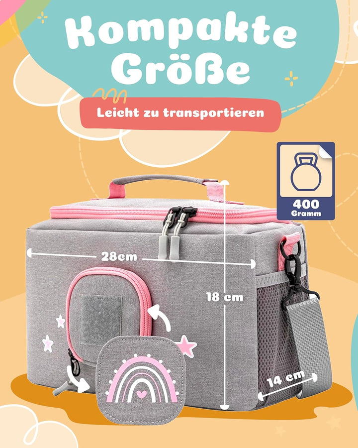 JP Journey Tasche für Toniebox Mädchen - für Figuren und Box im Auto und für die Reise (Grau-Rosa Re