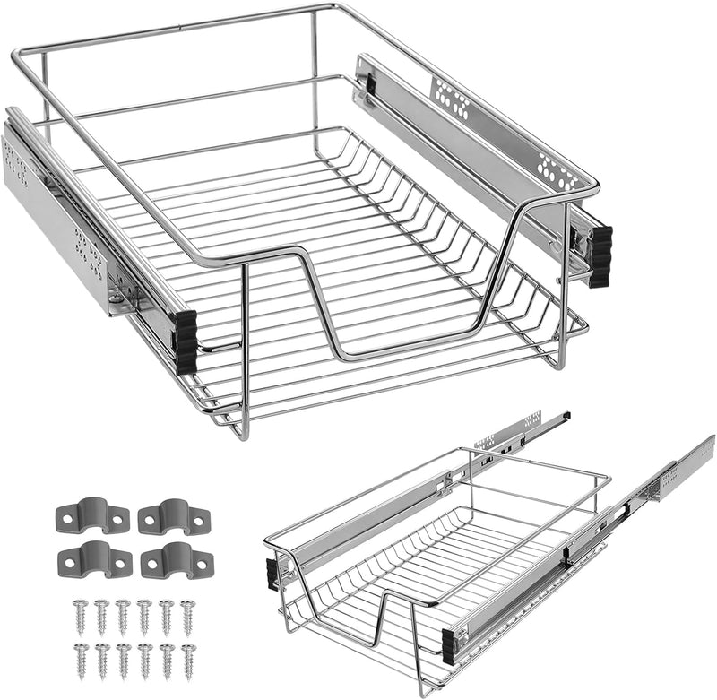 LARS360 Teleskopschublade Schrankauszug mit Teleskopschienen aus verchromtem Metall Rostfrei Abnehmb
