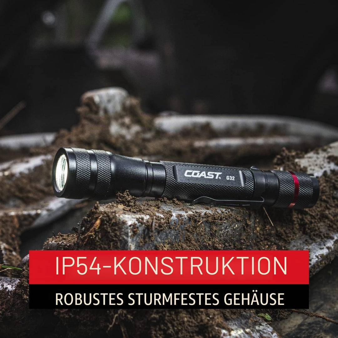 Coast G32 370 Lumen Twist Fokus LED Taschenlampe, Schwarz