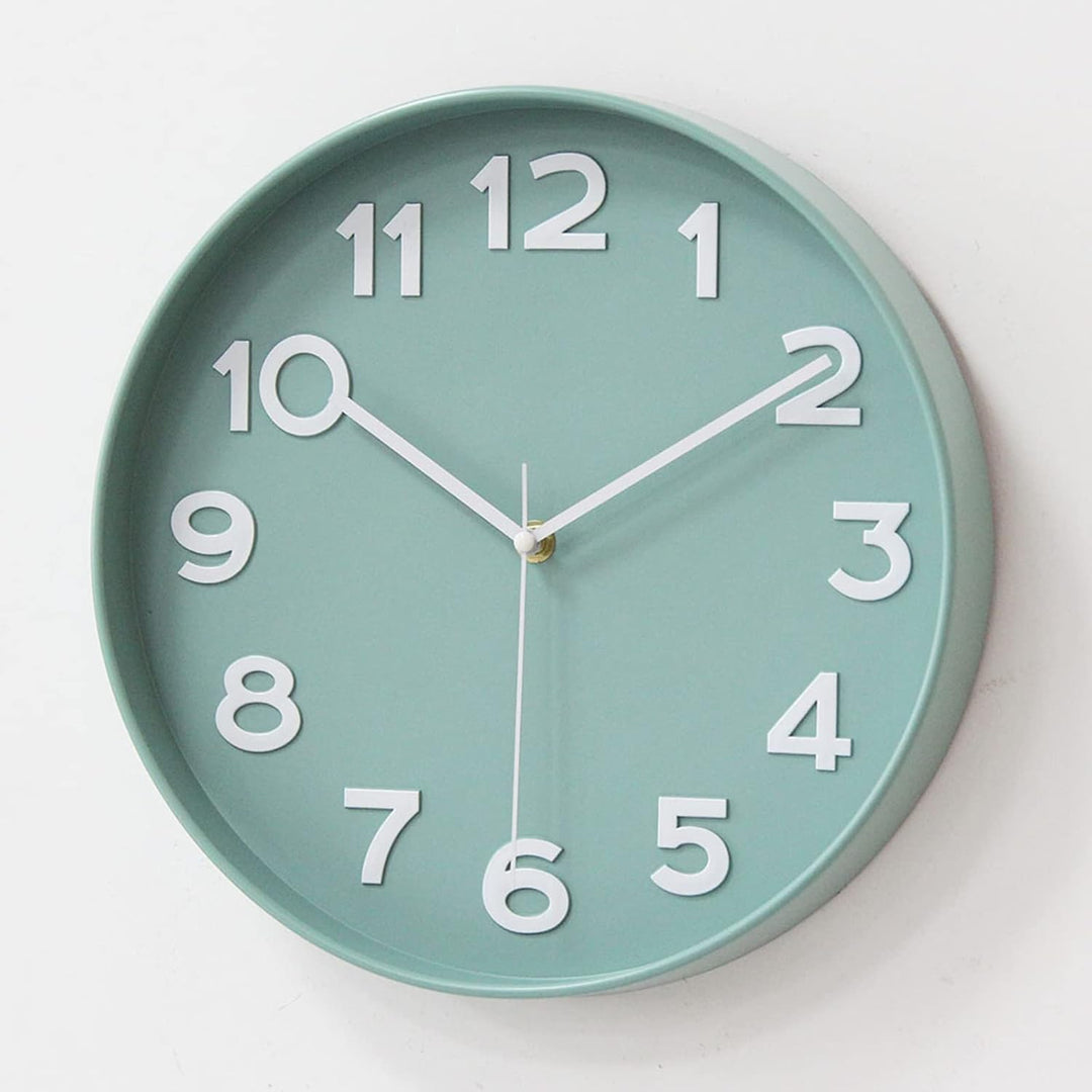 HZDHCLH 30cm geräuschlosem funkuhr wanduhr, digital Gross,für Wohnzimmer, Küche Nordic Green, Nordic