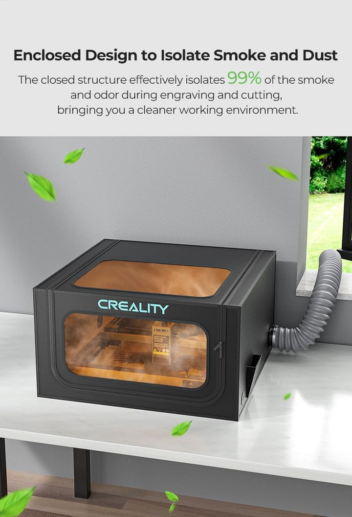 Creality Lasergravierer Gehäuse V2.0 mit Entlüftung, Laser Cutter Schutzhülle mit Ventilator und Roh