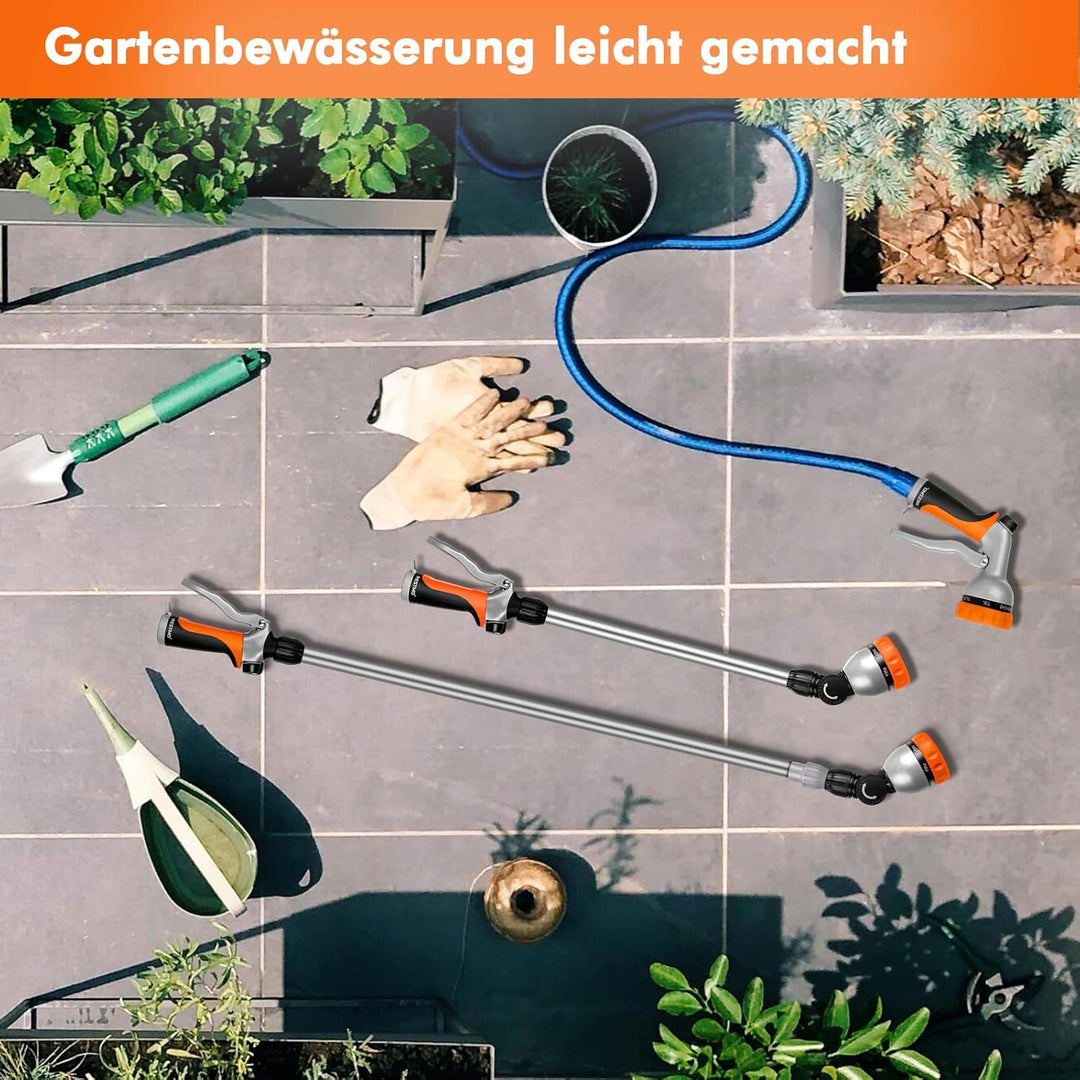 RESTMO Langer Teleskop Giessstab 92-152 cm, Lang Gartenbrause Metall mit 180° schwenkbaren Kopf, 7 S