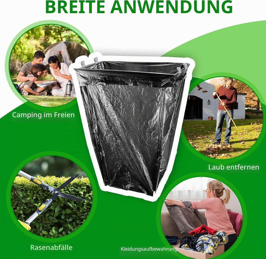 2 Stück Metall Müllsackständer,Müllbeutelhalter Rahmen hält 114-170L Plastiktüten,Laubsackständer,Ga