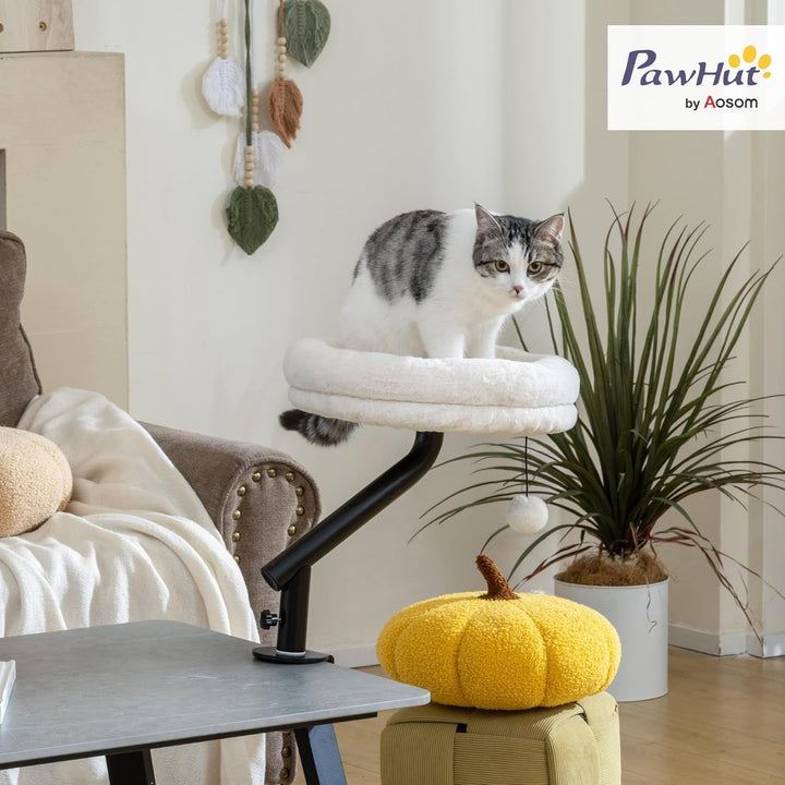 PawHut Katzen-Schreibtischbett, Katzenbett für Schreibtisch mit 360°Drehung, Verstellbarer Höhe, Kat