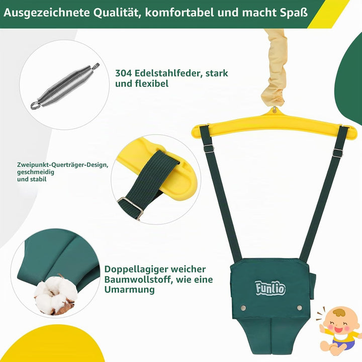 FUNLIO Baby Türhopser mit Deckenhaken für 6–24 Monate, Baby Hüpfschaukel für Drinnen und Draussen, K