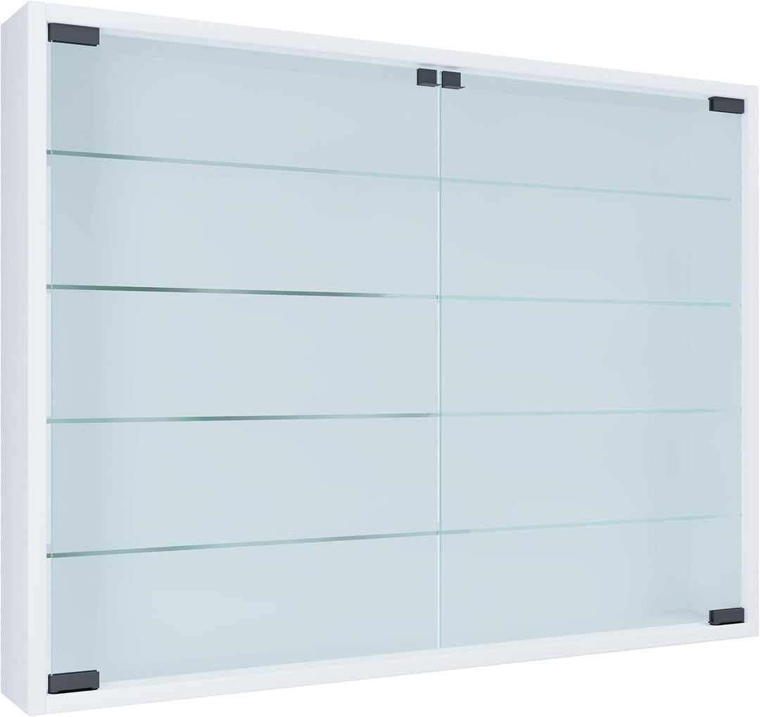 VCM 912948 Vitrine Sammelvitrine Wandvitrine Wand Schrank Regal Hängeregal Hängevitrine Holz Weiss,6