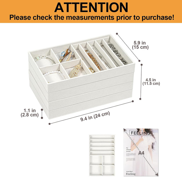 ProCase Schmucktablett Organizer Set mit 4 Schmuckschalen, Stapelbar Schmuck Schublade Organizer, Sc