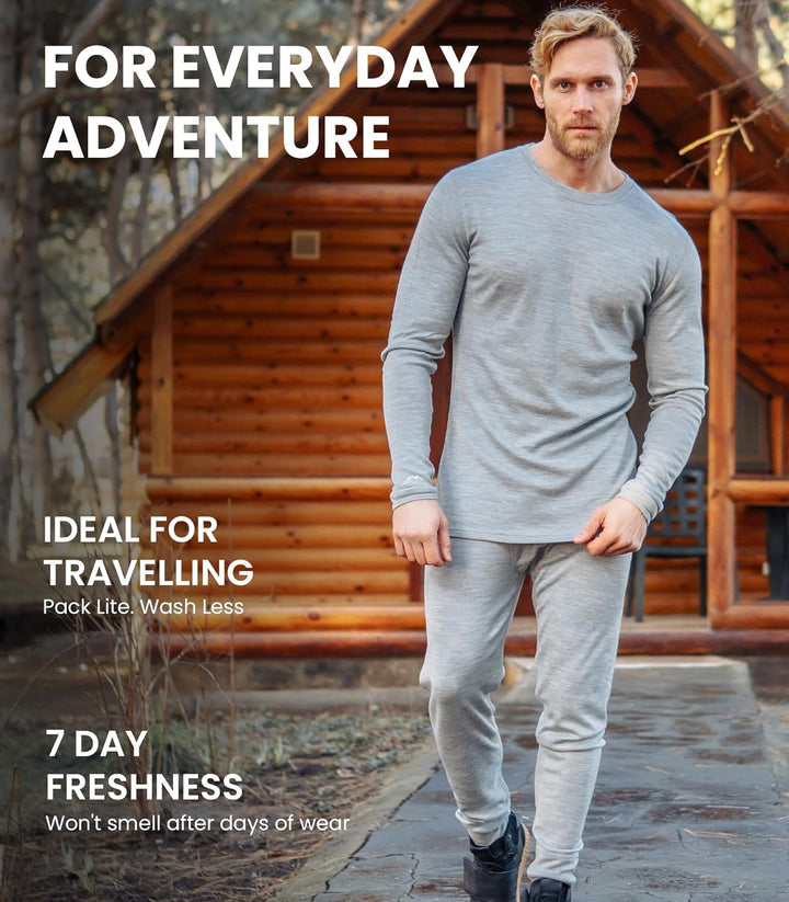 Merino.tech 100% Merino Unterwäsche Herren Set - Leicht, Mittelgewicht, Thermounterwäsche Merinowoll
