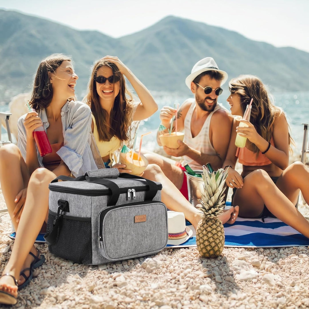 Lifewit Kühltasche klein, Isolierte Cooler Bag, Lunchtasche 32L 48 Dosen Grau 32L, Grau 32L