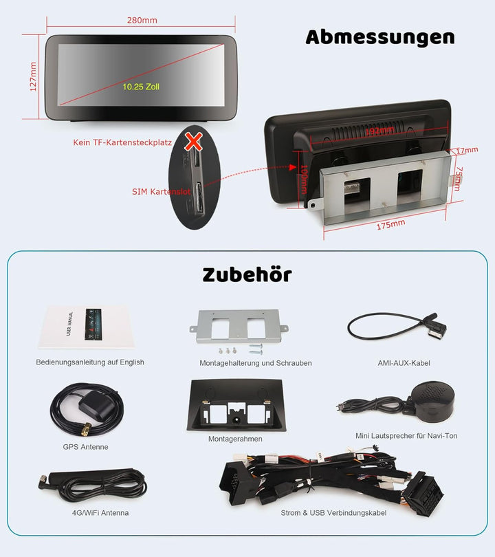 10,25 Zoll IPS Bildschirm Android 13 DAB+ Autoradio Für Mercedes ML/GL-Klasse W166 X166 mit GPS Navi
