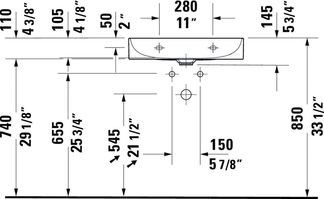 Duravit Möbelwaschtisch Compact DuraSquare 60x40cm, o. ÜL, m HLB, o. HL, we WG