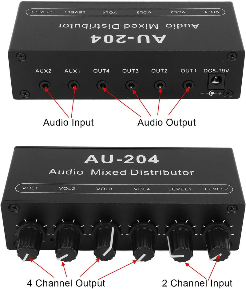 2 in 4 Out 3,5 Mm Stereo Audio Switch Stereo Audio Splitter Box Mini Vorverstärker Kopfhörerverstärk