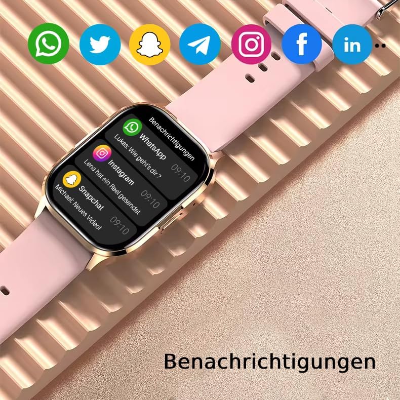 Bliknes K21 Smartwatch 2,01 Zoll für Damen Herren mit Telefonfunktion und Benachrichtigungen, kompat