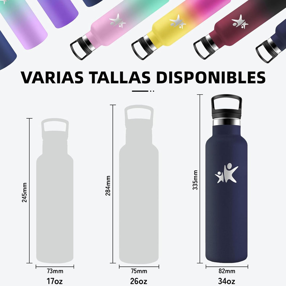 Trinkflasche 1l Edelstahl- Trinkflasche, Wasserflasche mit Strohhalm, Sporttrinkflaschen 1l Auslaufs