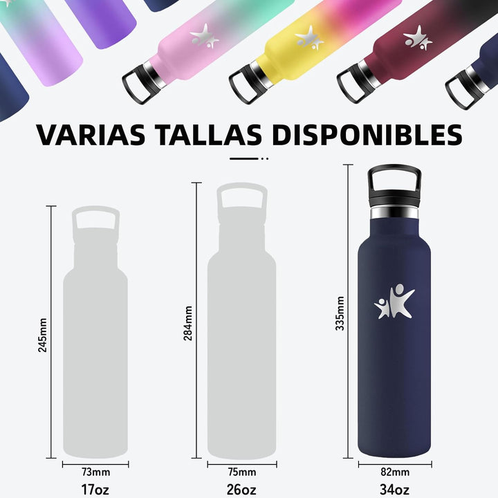 Trinkflasche 1l Edelstahl- Trinkflasche, Wasserflasche mit Strohhalm, Sporttrinkflaschen 1l Auslaufs