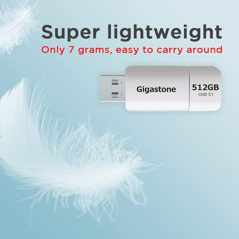 Gigastone Z60 512GB 2-Pack USB 3.1 Flash Drive, R/W 400/300MB/s Ultra High Speed Pen Drive, Capless