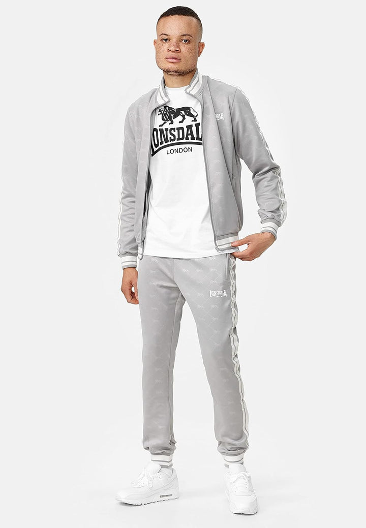 Lonsdale ASHWELL Herren Trainingsanzug schmale Passform S Grey/White, S Grey/White