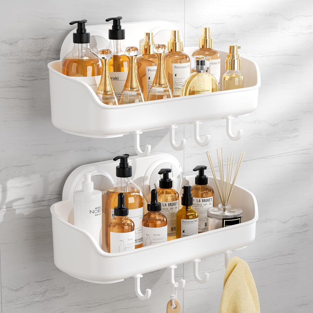 Luxear 2Pack Duschablage mit Saugnäpfen Ablage Dusche Max.20KG belastbar Duschkorb mit starke Saugna