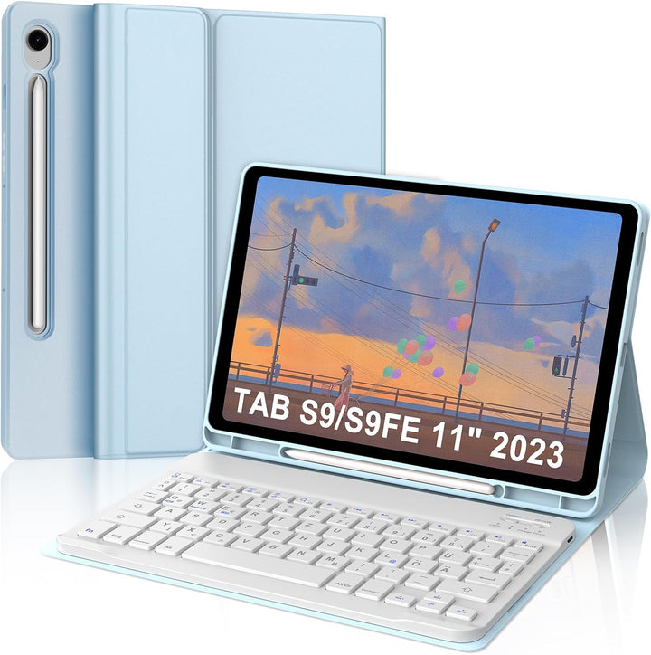 IVEOPPE Tastatur für Samsung Galaxy Tab S9 FE 10.9"/S9 11", Hülle mit Tastatur für Samsung Tab S9/S9