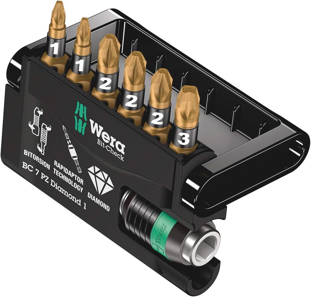 Wera Bit-Sortiment, Bit-Check 7 PZ Diamond 1, 7-teilig, 05057412001 Bit-Check 7 PZ Diamond 2 Single,