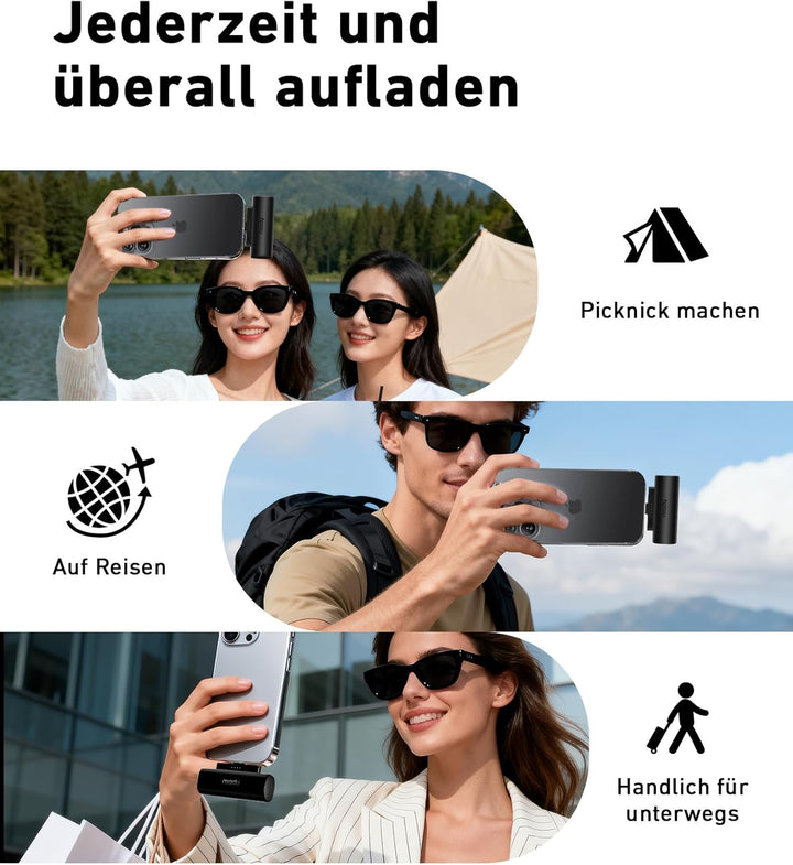Miady Mini Power Bank für iPhone, 5000mAh Schnellladung ultraschlanker tragbarer externer Akku, Klei