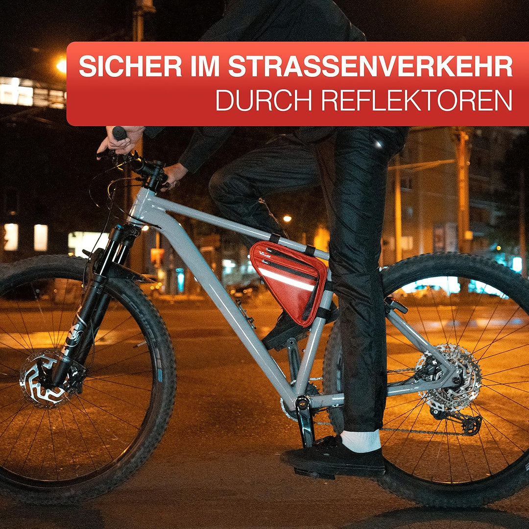Valkental - Wasserfeste Rahmentasche mit viel Platz - 1,5L Volumen - Fahrradtasche mit Reflektoren u