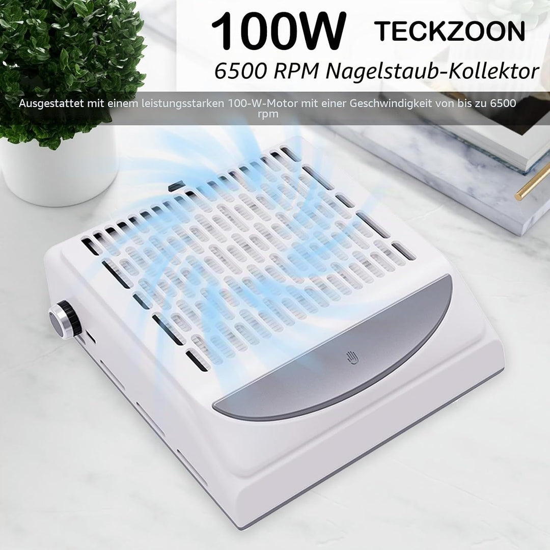 Staubabsaugung Für Nägel, 100W Nagelstaubsauger mit 2-in-1 Filter & LED Licht, drehbarer Saugkraftre