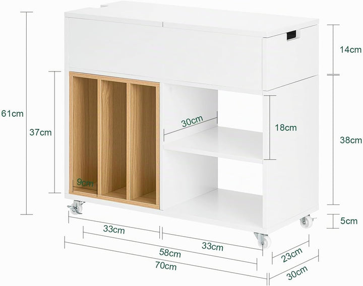 SoBuy Aktenschrank Aktenschrankwagen Druckertisch Druckerständer Rollcontainer mit 4 Rollen Lagersch