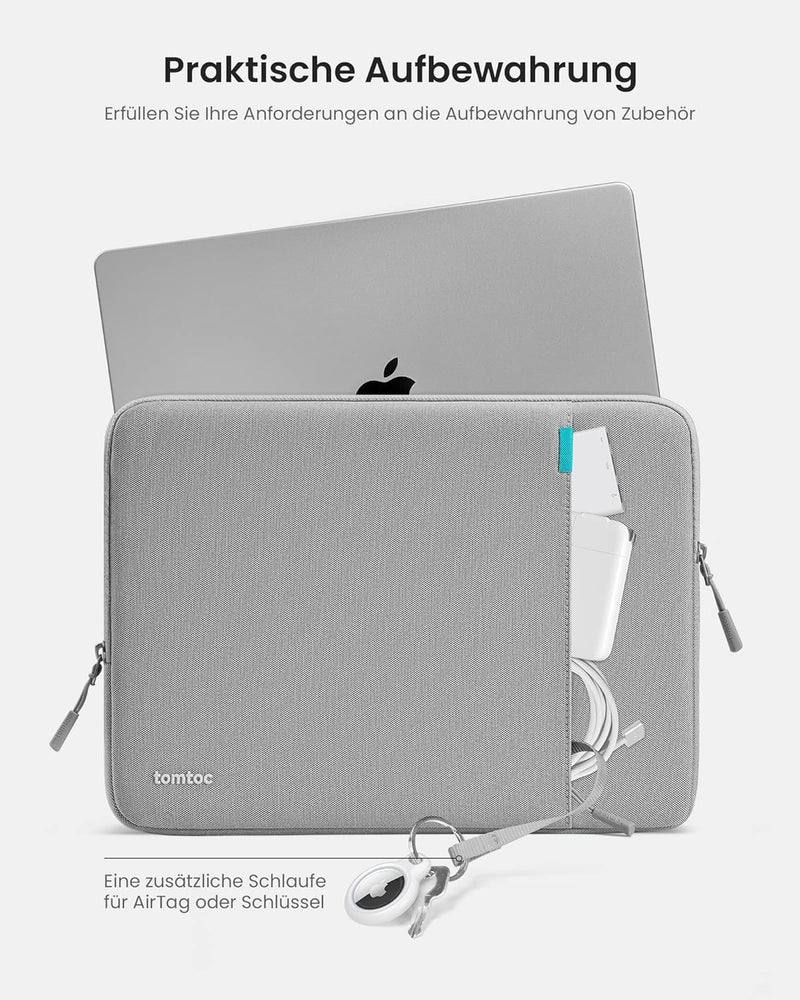 tomtoc 360° Tasche Hülle für 13 Zoll MacBook Air 2024-2018 M3/A3113 M2/A2681 M1/A2337, 13-Zoll MacBo