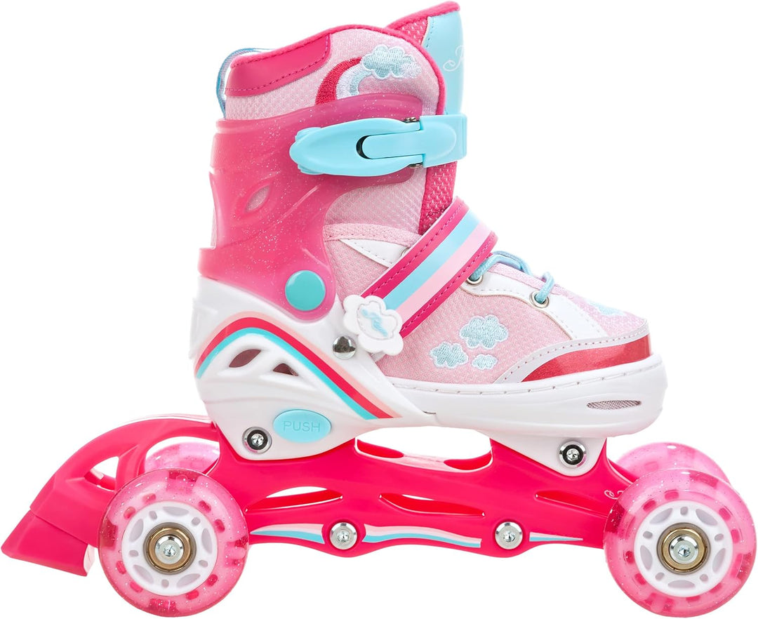 RAVEN 3in1 Inline Skates Triskates Rollschuhe Inliner für Kinder Mädchen verstellbar 27-30 (16,5cm-1