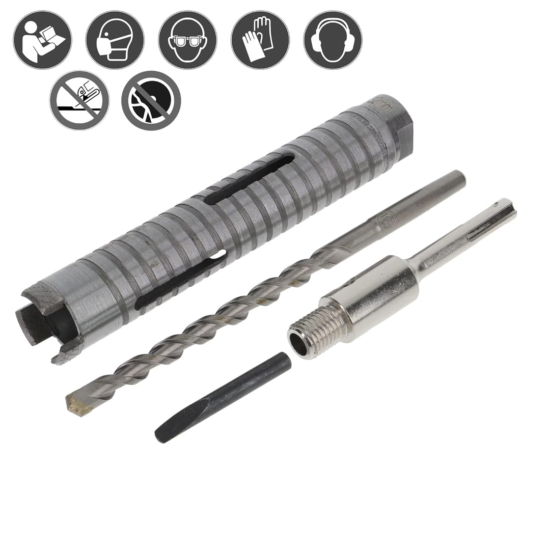 PRODIAMANT Diamant Bohrkrone ø 32mm Nutzlänge 150mm mit SDS Adapter lasergeschweisst für trocken Boh