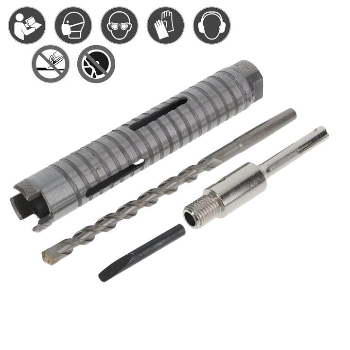 PRODIAMANT Diamant Bohrkrone ø 32mm Nutzlänge 150mm mit SDS Adapter lasergeschweisst für trocken Boh