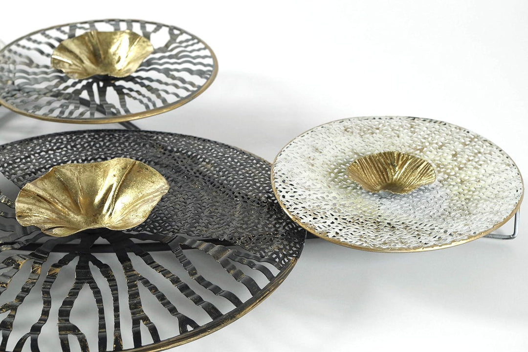Kobolo Wandbild Wanddeko Metallbild 3D-Bild - ROOTS - anthrazit silber gold - ca 105x50 cm