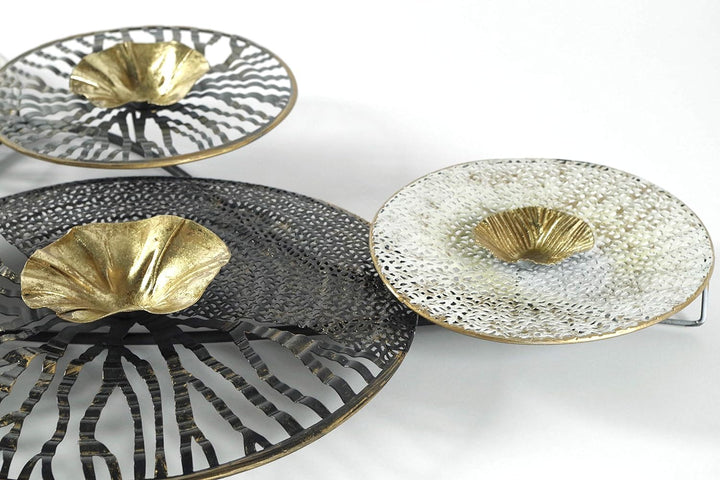 Kobolo Wandbild Wanddeko Metallbild 3D-Bild - ROOTS - anthrazit silber gold - ca 105x50 cm