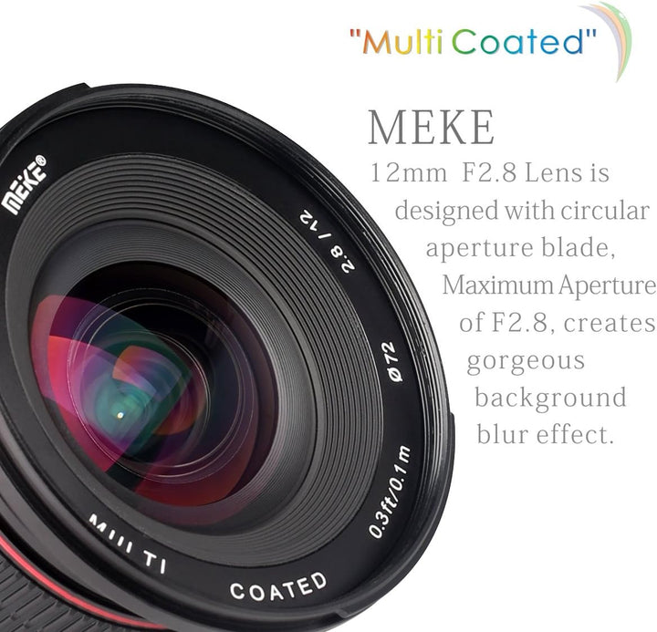 Meike Optics MK 12mm f2.8 Ultra-Weitwinkel Objektiv für Sony E-Mount, für Sony