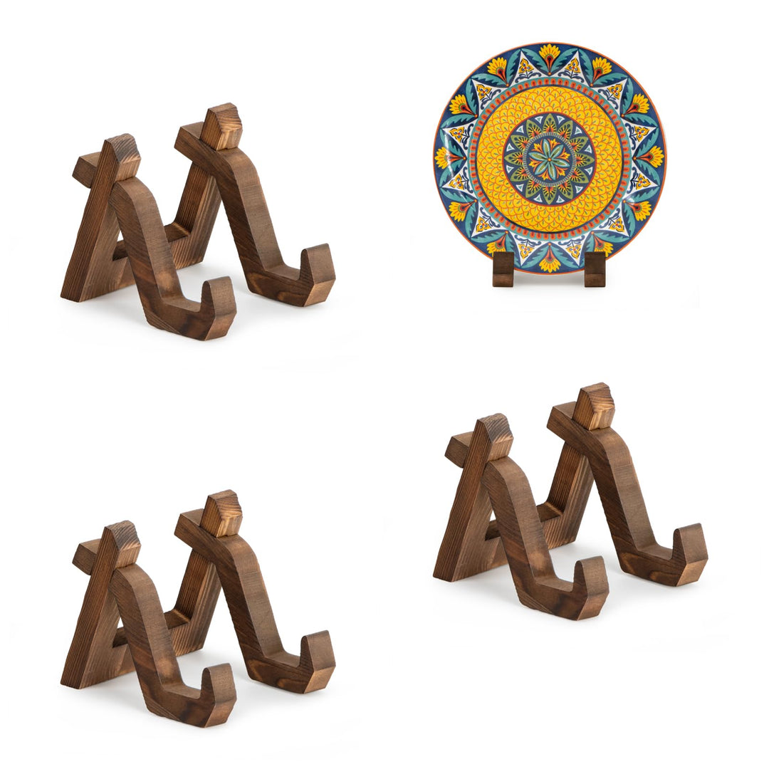 ANBOXIT Tellerständer Holz - 3 Stück Tellerhalter Ständer Es Kann als Display Ständer, Fotoständer,