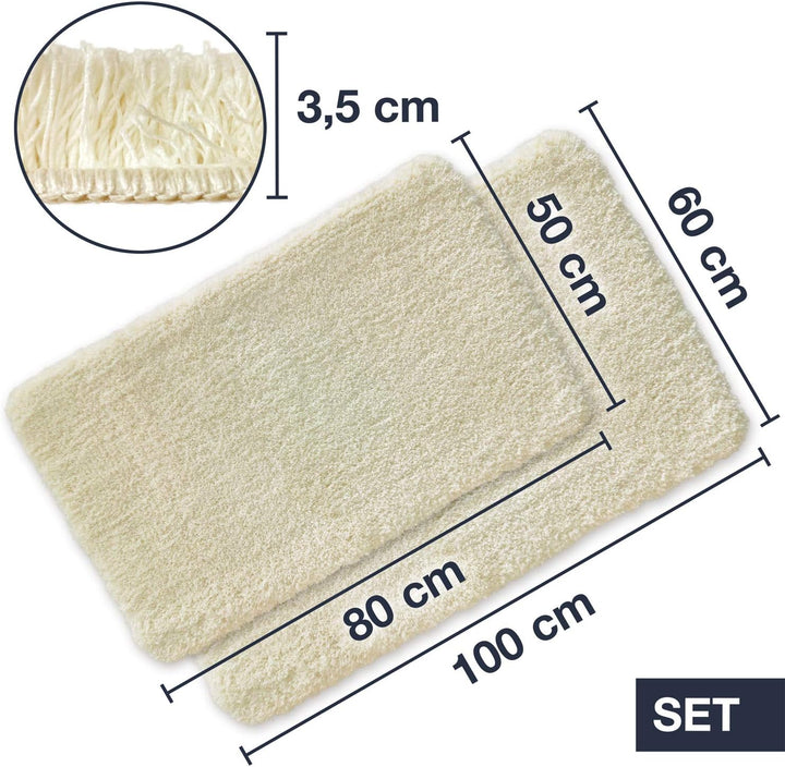 WohnDirect Premium Premium Badematten Set 2tlg. • Badvorleger Duschmatte • rutschfest & Waschbar • B