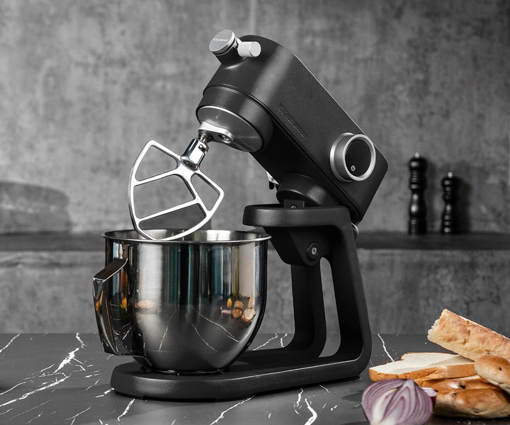 5L Vollmetall-Küchenmaschine,Pizzateig Knetmaschine,Teigmaschine mit leisem Kupfer-DC-Motor, 4 Edels