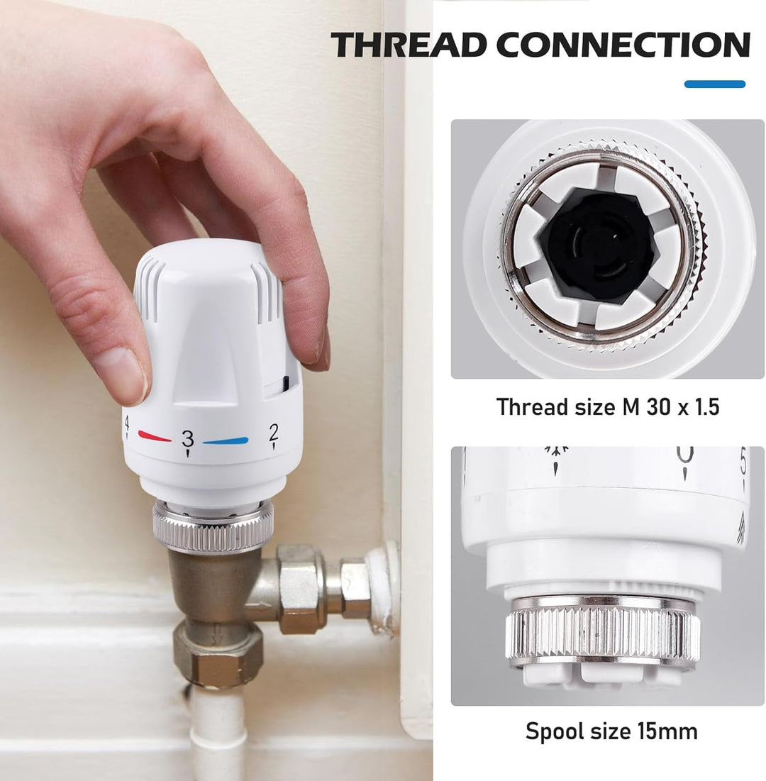 Thermostatkopf, 4 Stück Heizkörperthermostat für M30 x 1.5, Thermostat Heizung, Thermostatkopf Heizk
