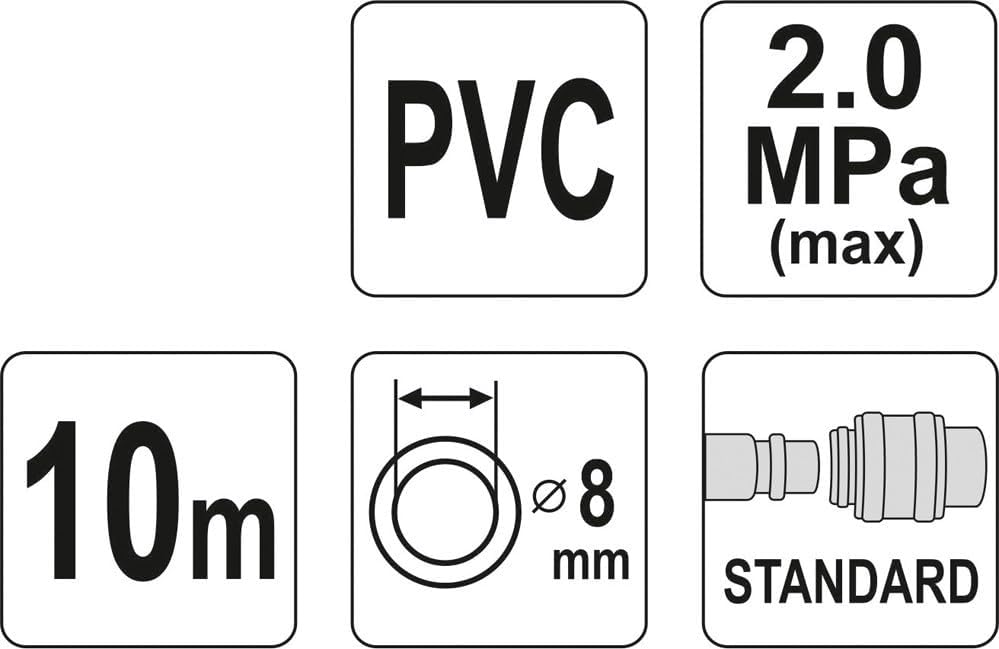 YATO YT-24220 YT-Werkzeuge, Blau, 10 m Innen-Ø 8 mm 10m InnenØ 8mm Blau, 10m InnenØ 8mm Blau