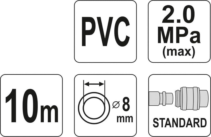 YATO YT-24220 YT-Werkzeuge, Blau, 10 m Innen-Ø 8 mm 10m InnenØ 8mm Blau, 10m InnenØ 8mm Blau