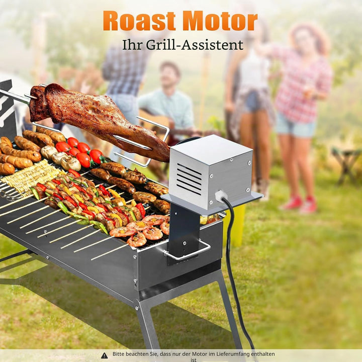 Futchoy Grillmotor für Grillspiess 25W Edelstahl Grillspiess Motor bis 100KG Belastbar BBQ Drehmotor