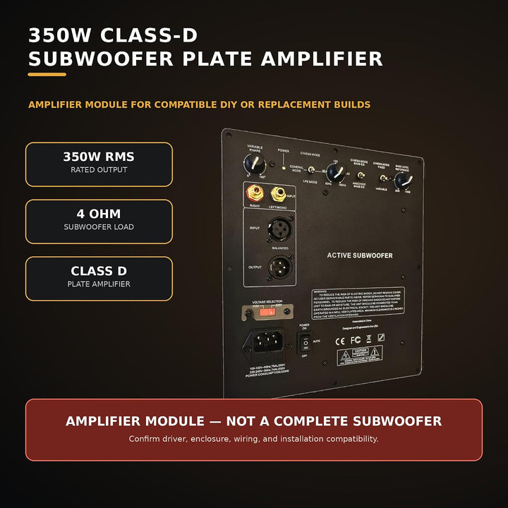 WAudio 350W Class-D Subwoofer-Plattenverstärker – Hochleistungs-Verstärker für Subwoofer
